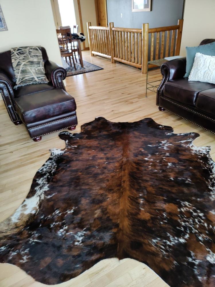 Cowhide Rug Tricolor Brindle Mix - Customer Photo From Melinda Kendall