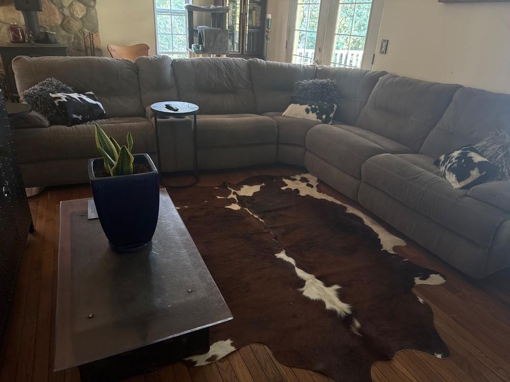 Cowhide Rug Tricolor Brindle Mix - Customer Photo From Kimberly turner