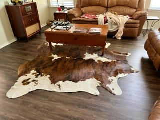 Cowhide Rug Tricolor Brindle Mix - Customer Photo From Dawn F Souder