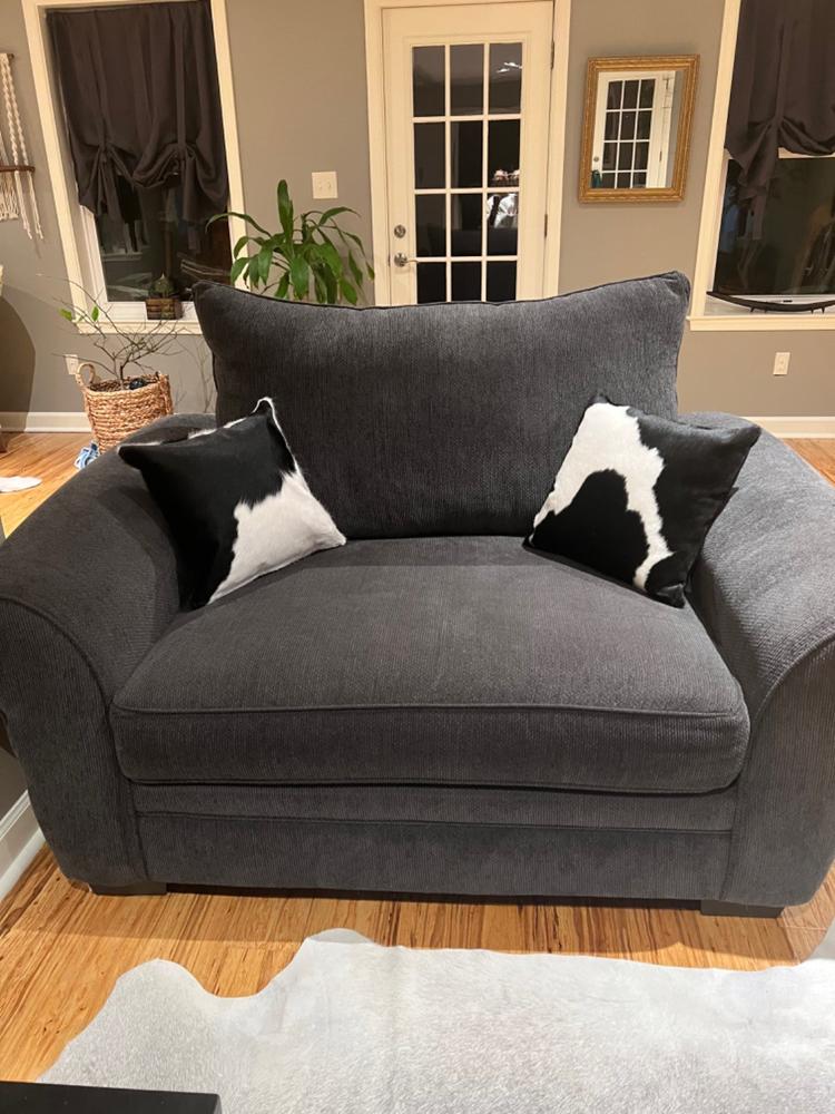 Black and White Cowhide Pillow - Customer Photo From Suzanne P.