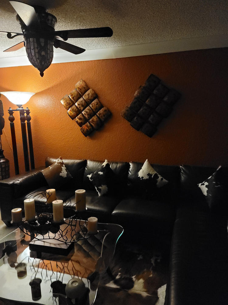 Brown and White Cowhide Pillow - Customer Photo From Michelle Morgan