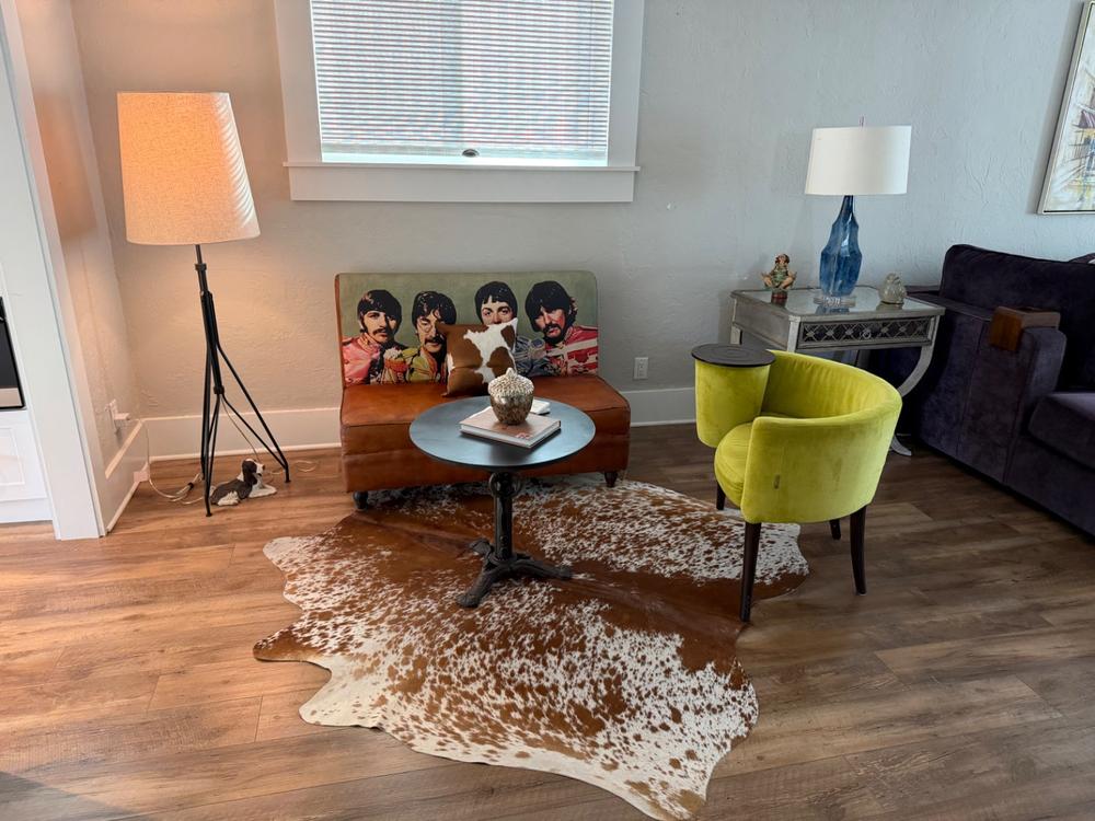 Brown and White Cowhide Pillow - Customer Photo From Joan Marie Kinney