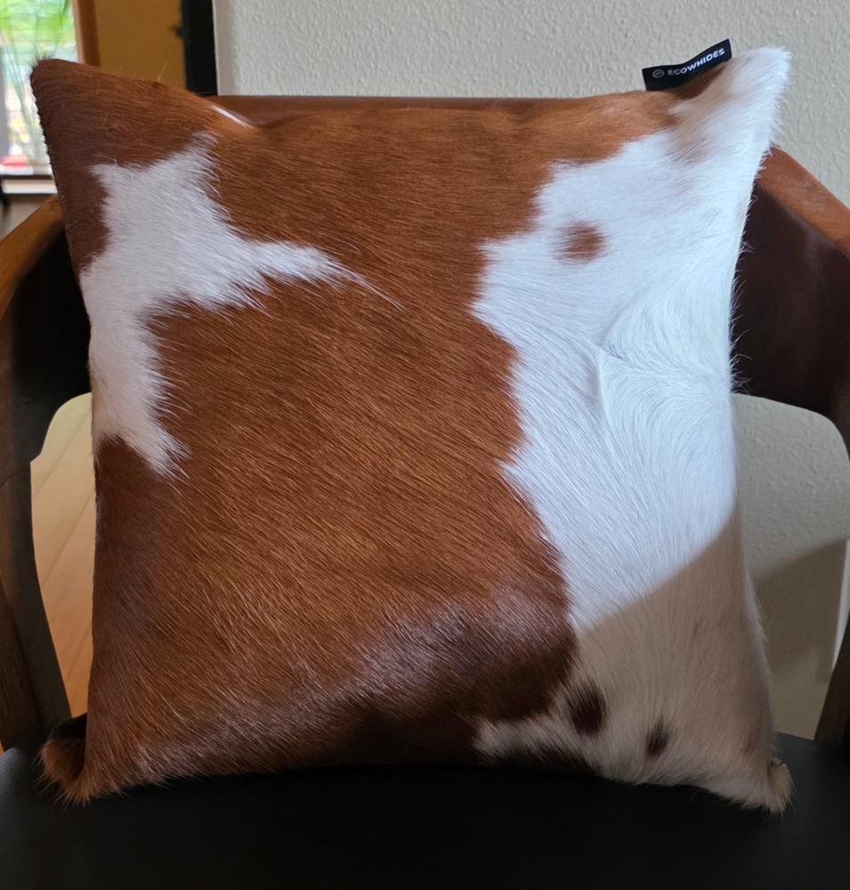 Brown and White Cowhide Pillow - Customer Photo From Liqaa Ransier