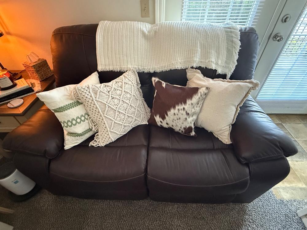Brown and White Cowhide Pillow - Customer Photo From Matt DeLana