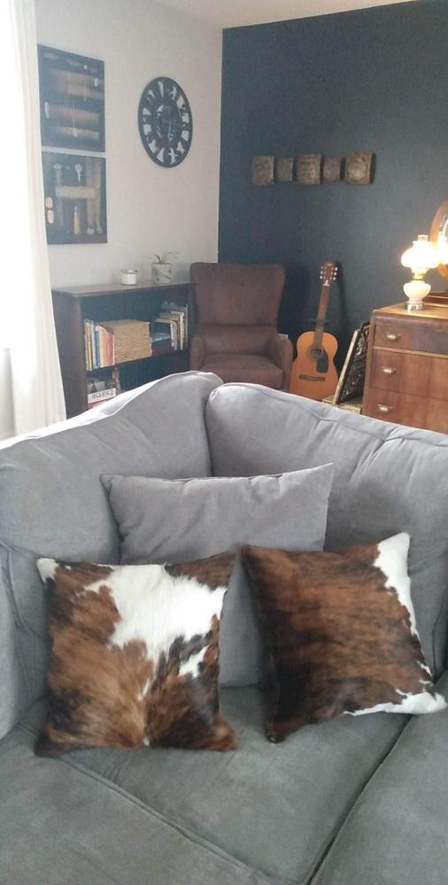 Tricolor Cowhide Pillow - Customer Photo From Kathleen 