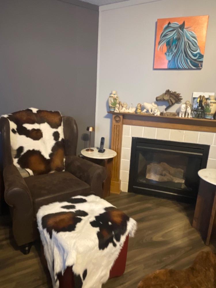 Mahogany and White Calf Hides - Customer Photo From Sherry Boultbee