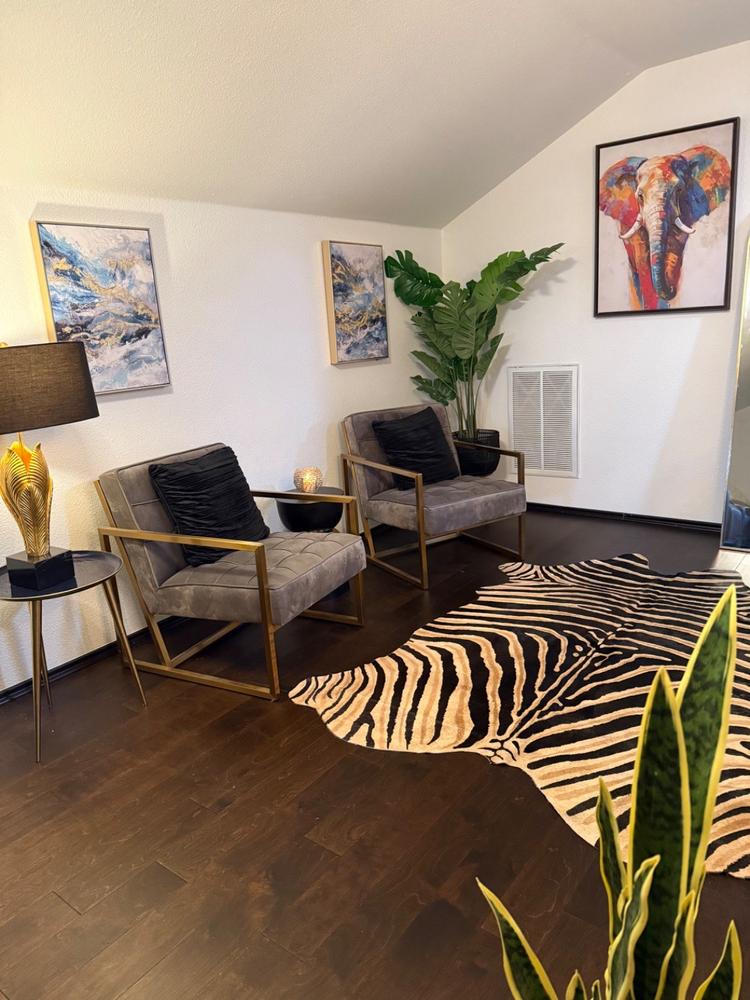 Zebra Safari Cowhide Rug - Customer Photo From Priscila Arruda