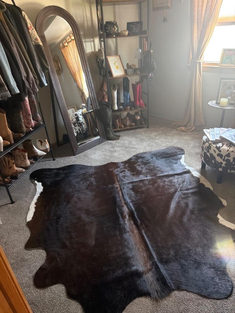 Mahogany Cowhide Rug - Customer Photo From amy iwanowski