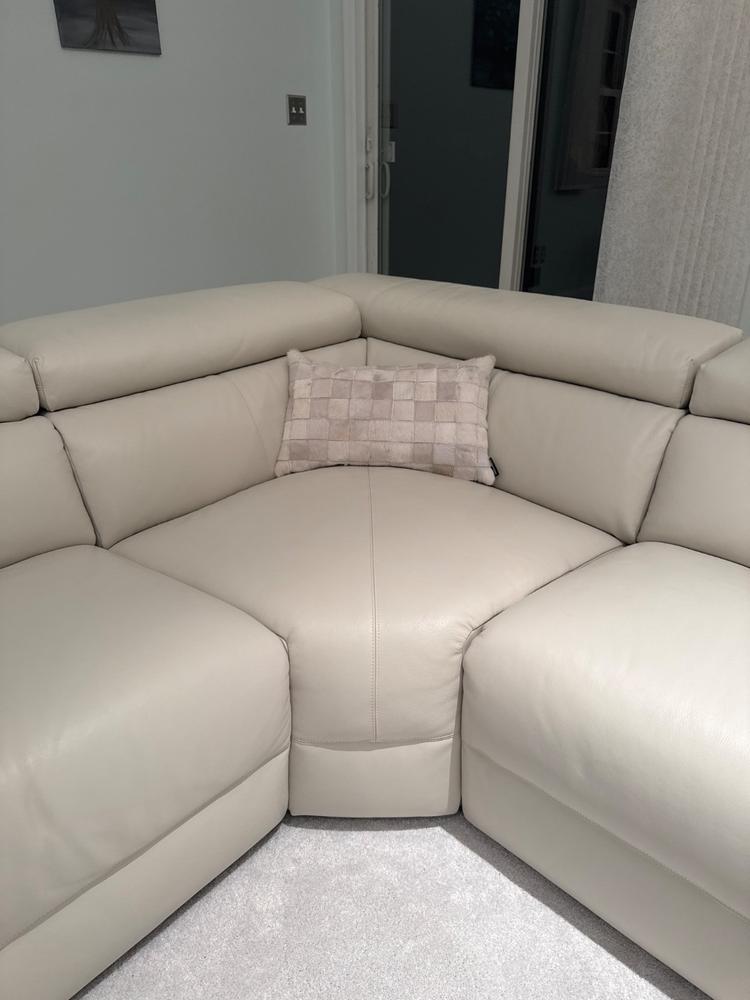 White Cowhide Patchwork Pillow - Customer Photo From Lisa Bowman
