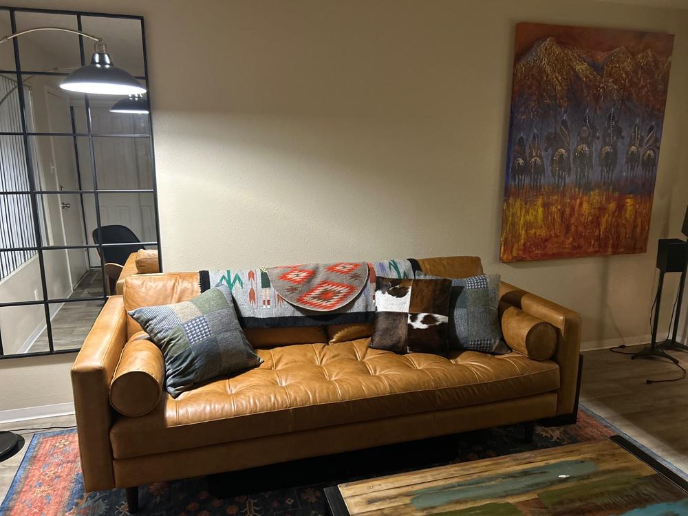 Tricolor Cowhide Patchwork Pillow - Four Panel Design - Customer Photo From Nathaniel Karlsson