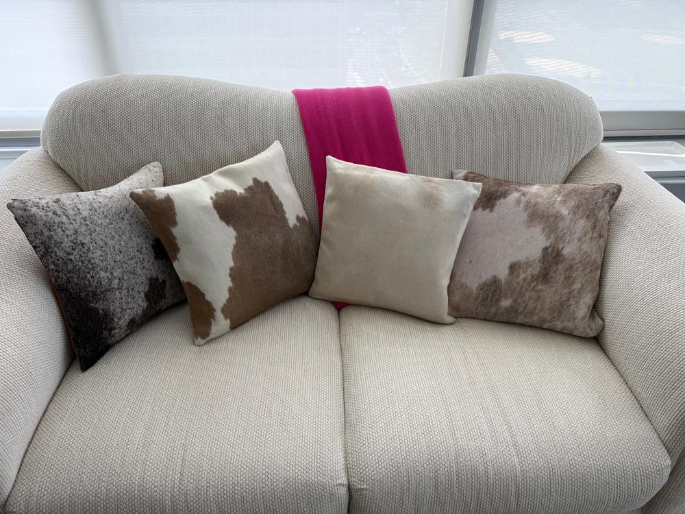 Mystery Cowhide Pillow - Customer Photo From Janice
