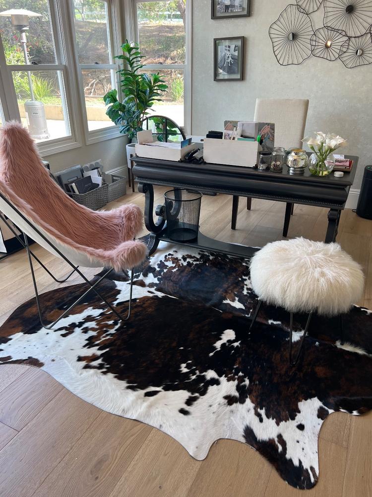 Dark Tricolor Cowhide Rug - Customer Photo From Mindy Taylor