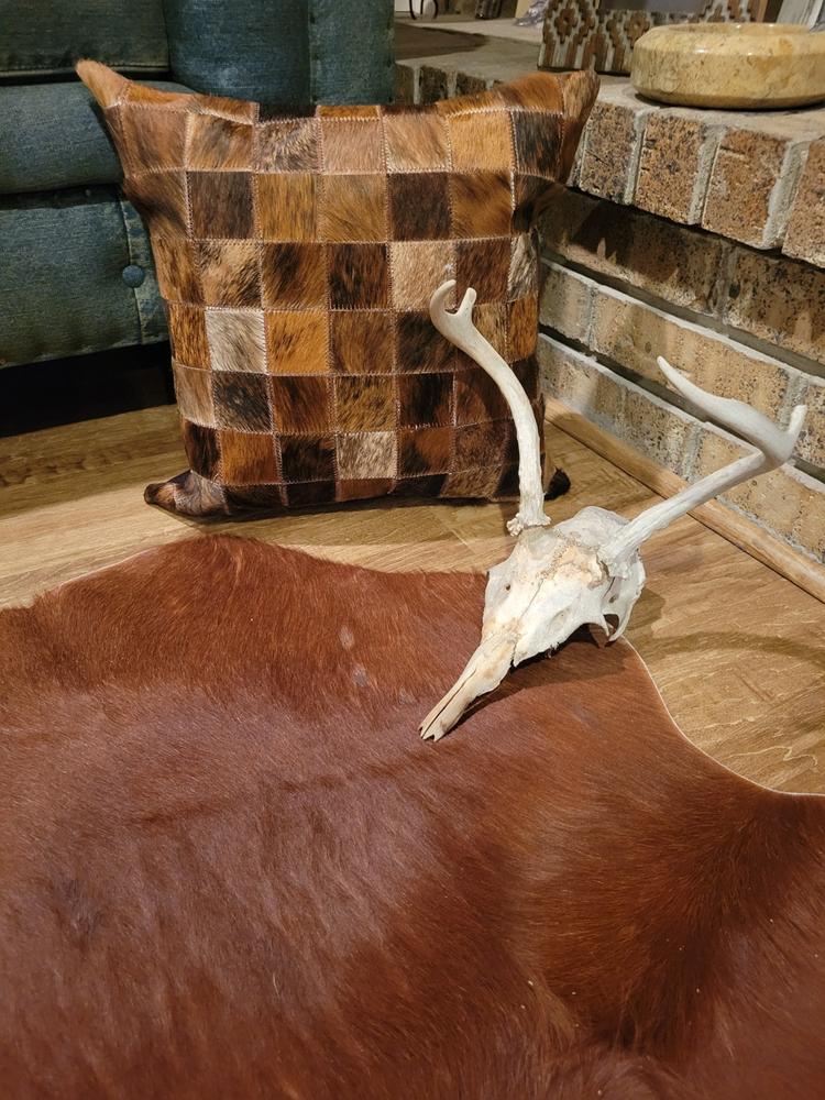 Brindle Cowhide Patchwork Pillow - Customer Photo From Brian Calloway