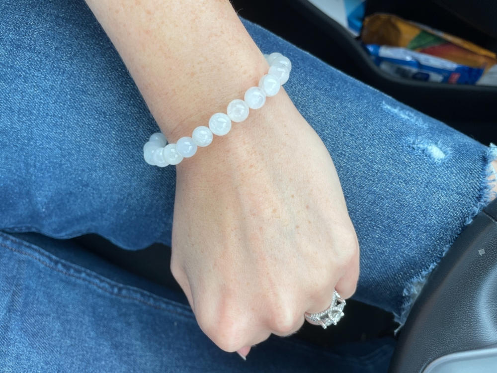 Polished Moonstone Bracelet - Customer Photo From Lesley W.