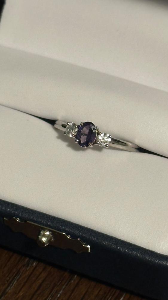 Mini Refined Beauty - 18K White Gold Natural Alexandrite Ring - Customer Photo From Dawn Miller