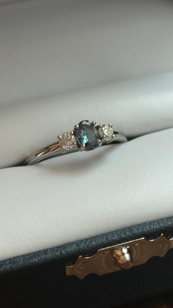 Mini Refined Beauty - 18K White Gold Natural Alexandrite Ring - Customer Photo From Dawn Miller