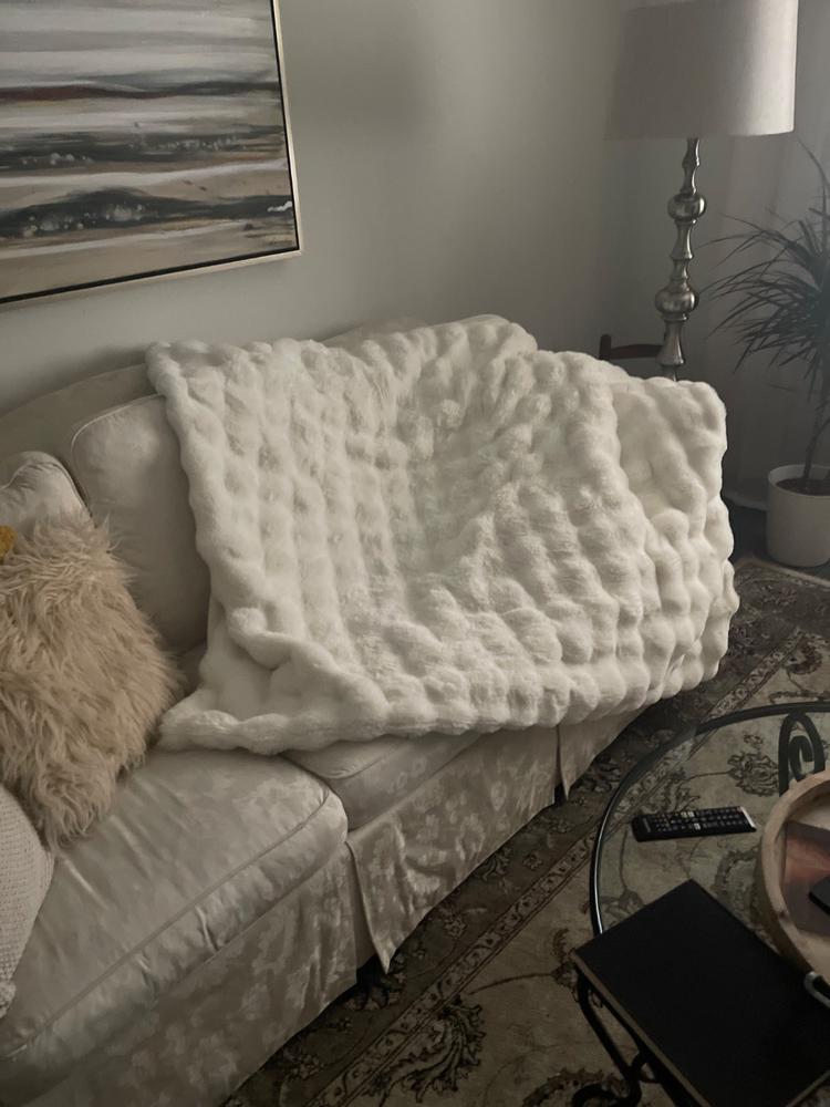 Bubble Faux Fur Throw - White - Customer Photo From ANGELA Gregory