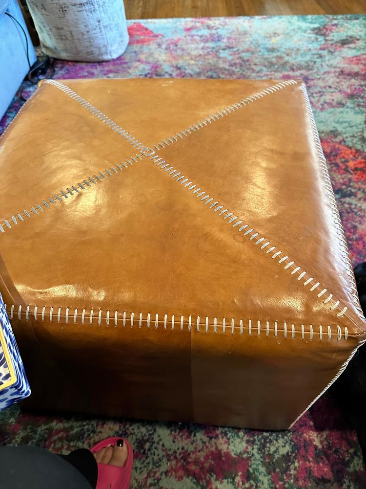 Large Ottoman Buff Leather - Customer Photo From Carrie Brugger