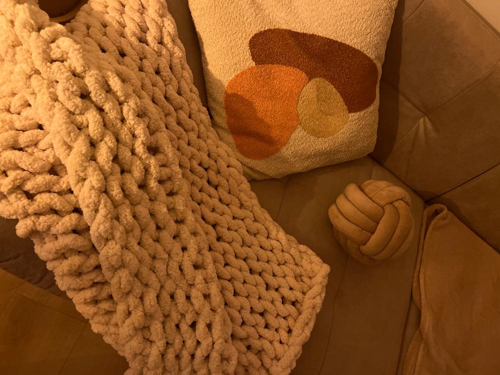Couverture plaid tricotée épaisse à gros maillons - Customer Photo From Mélanie 