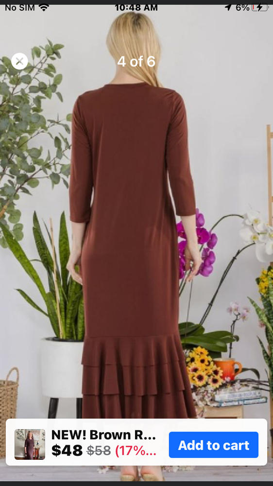 NEW! Brown Ruffle Layering Dress: S-3X - Customer Photo From Cynthia Phelps