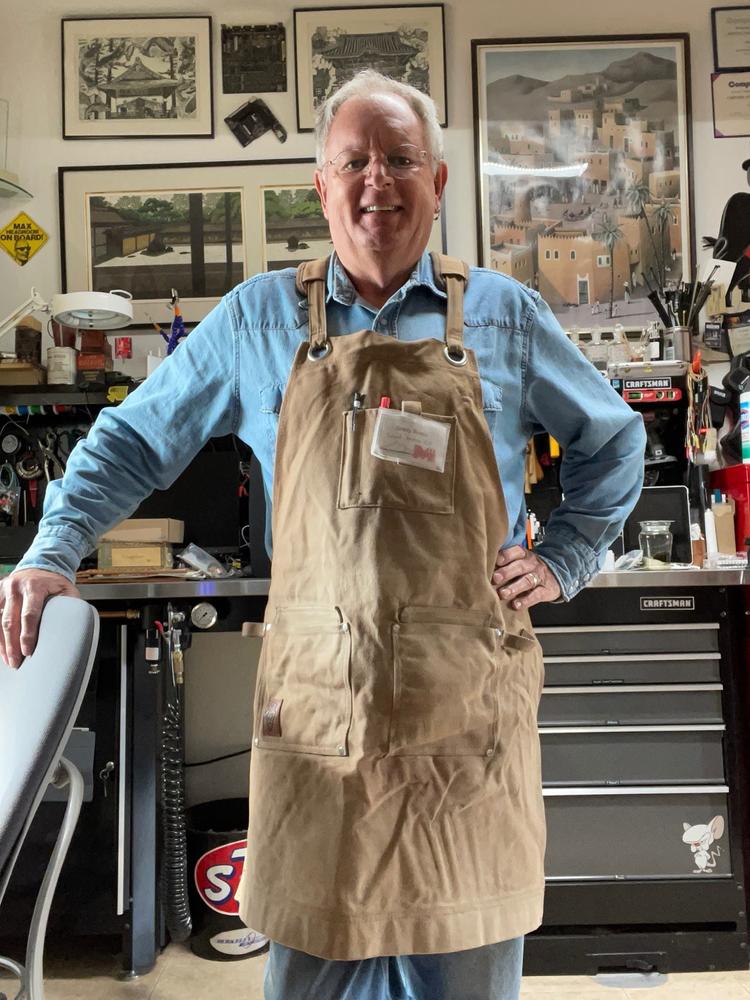 Heavy Duty Waxed Canvas Shop Apron Deluxe Edition (Brown) - Customer Photo From Grady Busse