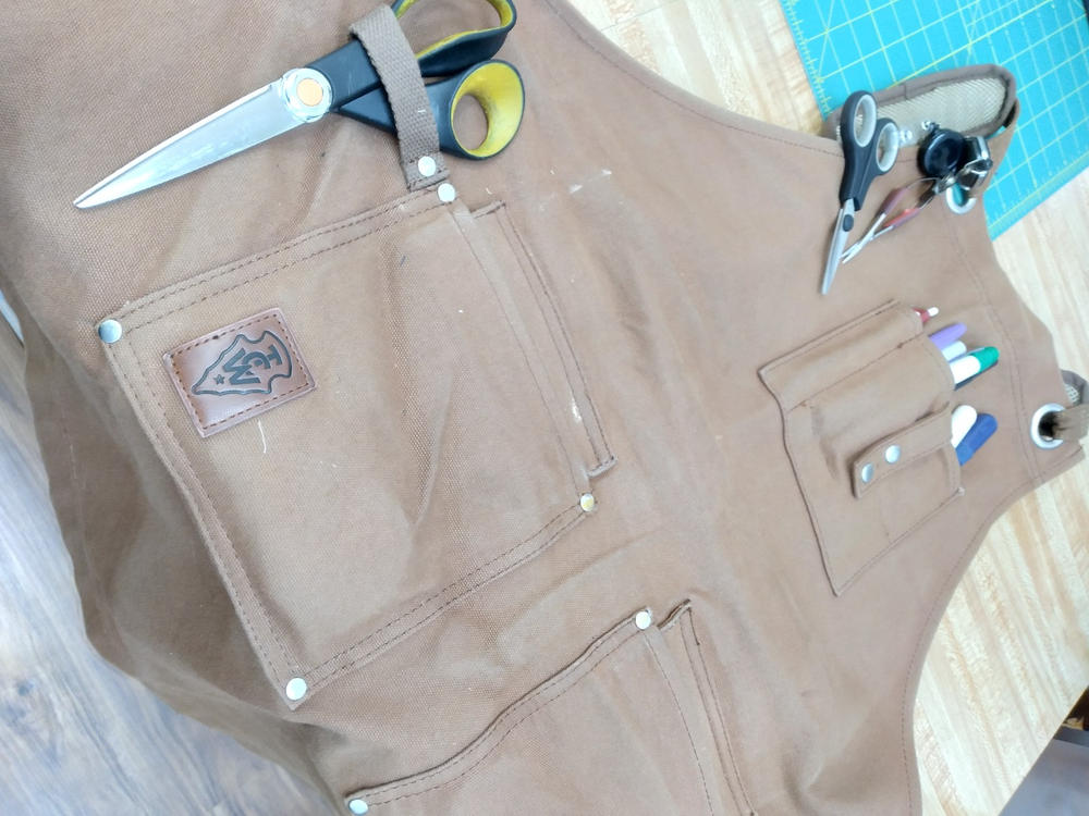 Heavy Duty Waxed Canvas Shop Apron Deluxe Edition (Brown) - Customer Photo From Richard Cook