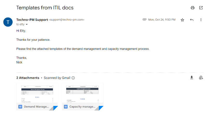 ITIL Templates Toolkit - Customer Photo From Etienne Shardlow