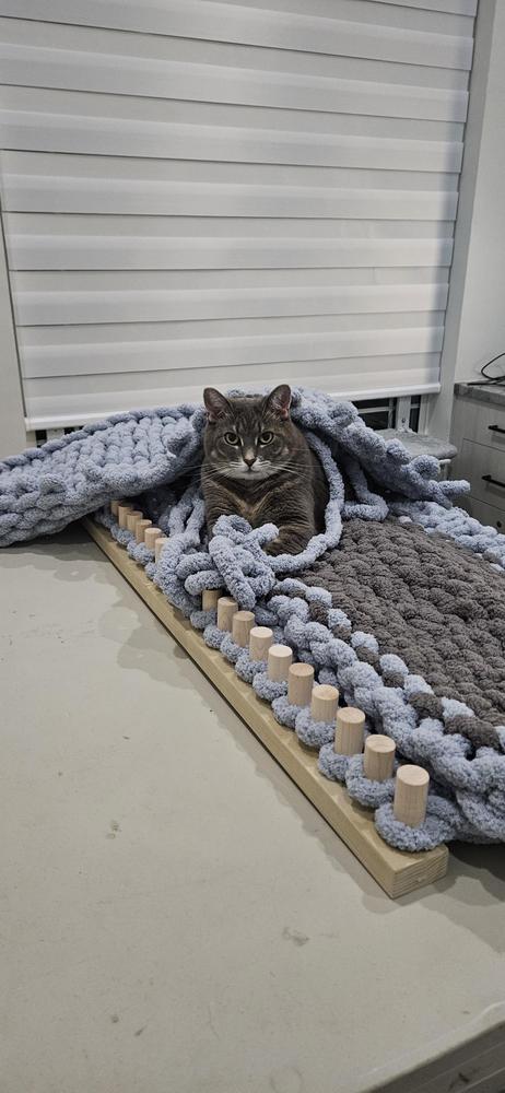 36" Travelling #7 Chunky Blanket Loom™ - 24 Pegs -Make Beautiful Blankets Anywhere - Over 100 Video Instructions Included - Customer Photo From Marianne L