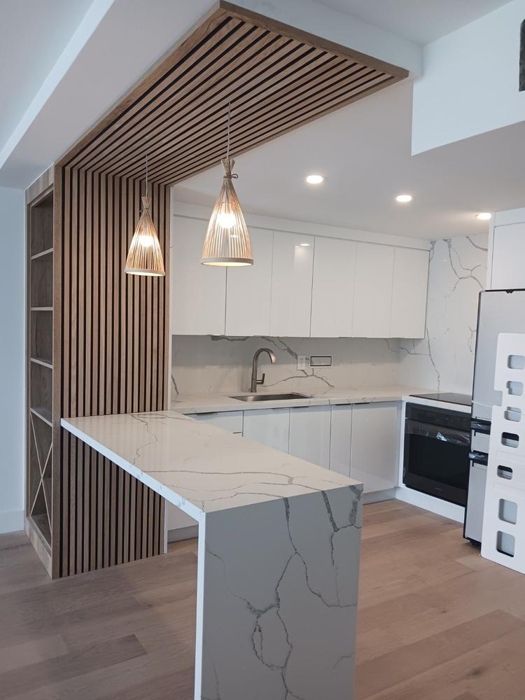 Natural Oak Acoustic Slat Wood Wall Panels - Customer Photo From Natalia N.