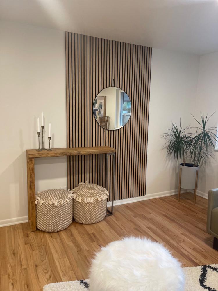 Natural Oak Acoustic Slat Wood Wall Panels - Customer Photo From Janna R.