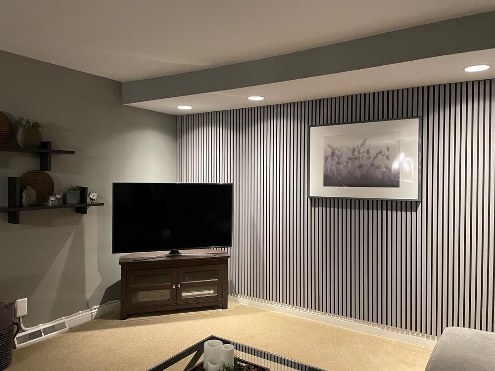 Dusty Gray Color Matte Acoustic Slat Wall Panels | Original Slatpanel® - Customer Photo From Erin M.