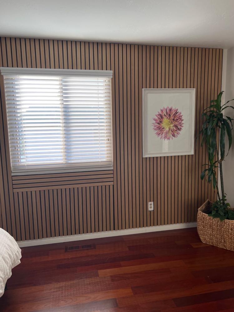 Slatpanel® Luxe American Oak Acoustic Wide Slat Wood Wall Panels - Customer Photo From Kathleen D.