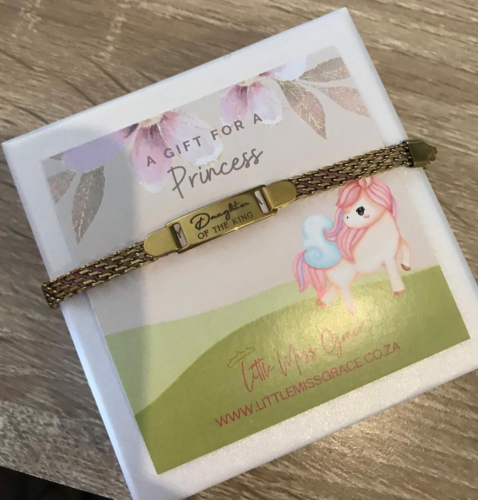 K82 - Personalized Childrens Bracelet, Gold Stainless Steel, Adjustable Size: 12-17cm (Manufacture Time: 3 Days) - Customer Photo From Kara V.D.W