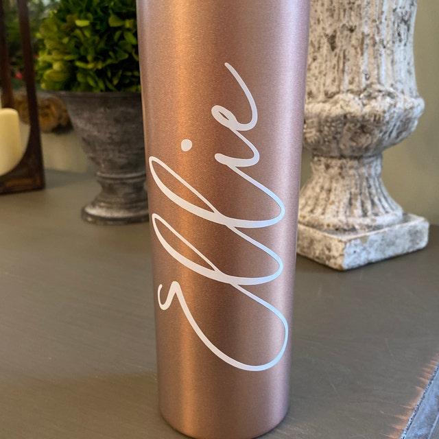 Personalized Skinny Tumbler Matte Black / Rose Gold - Customer Photo From Ellie