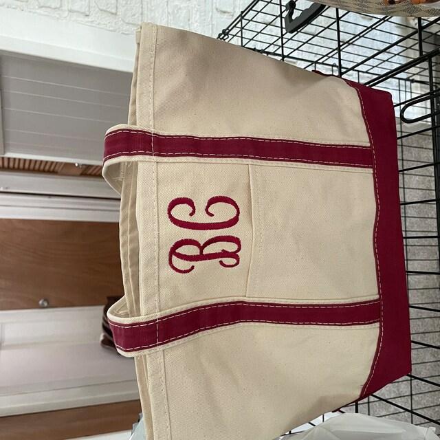 Large Canvas Monogrammed Boat Tote Bag w Zipper - Customer Photo From Courtney