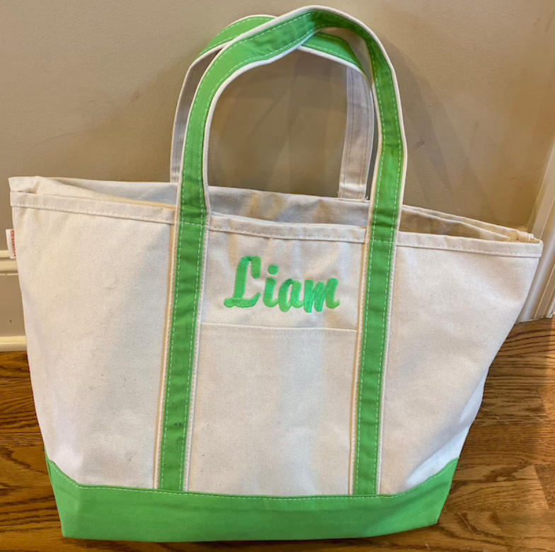 Large Canvas Monogrammed Boat Tote Bag w Zipper - Customer Photo From Diana