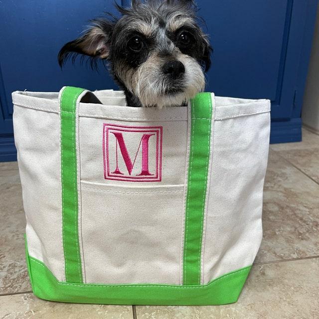 Large Canvas Monogrammed Boat Tote Bag w Zipper - Customer Photo From Leslie