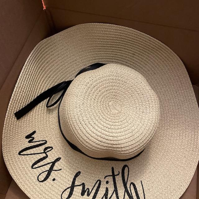 Personalized Mrs. Beach Hat / Floppy Hat - Natural - Customer Photo From Sara