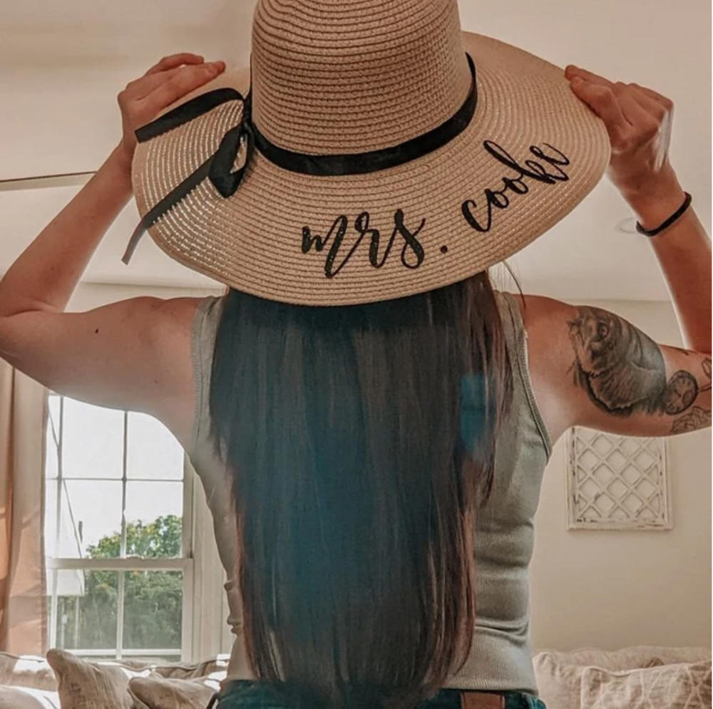Personalized Mrs. Beach Hat / Floppy Hat - Natural - Customer Photo From Melissa