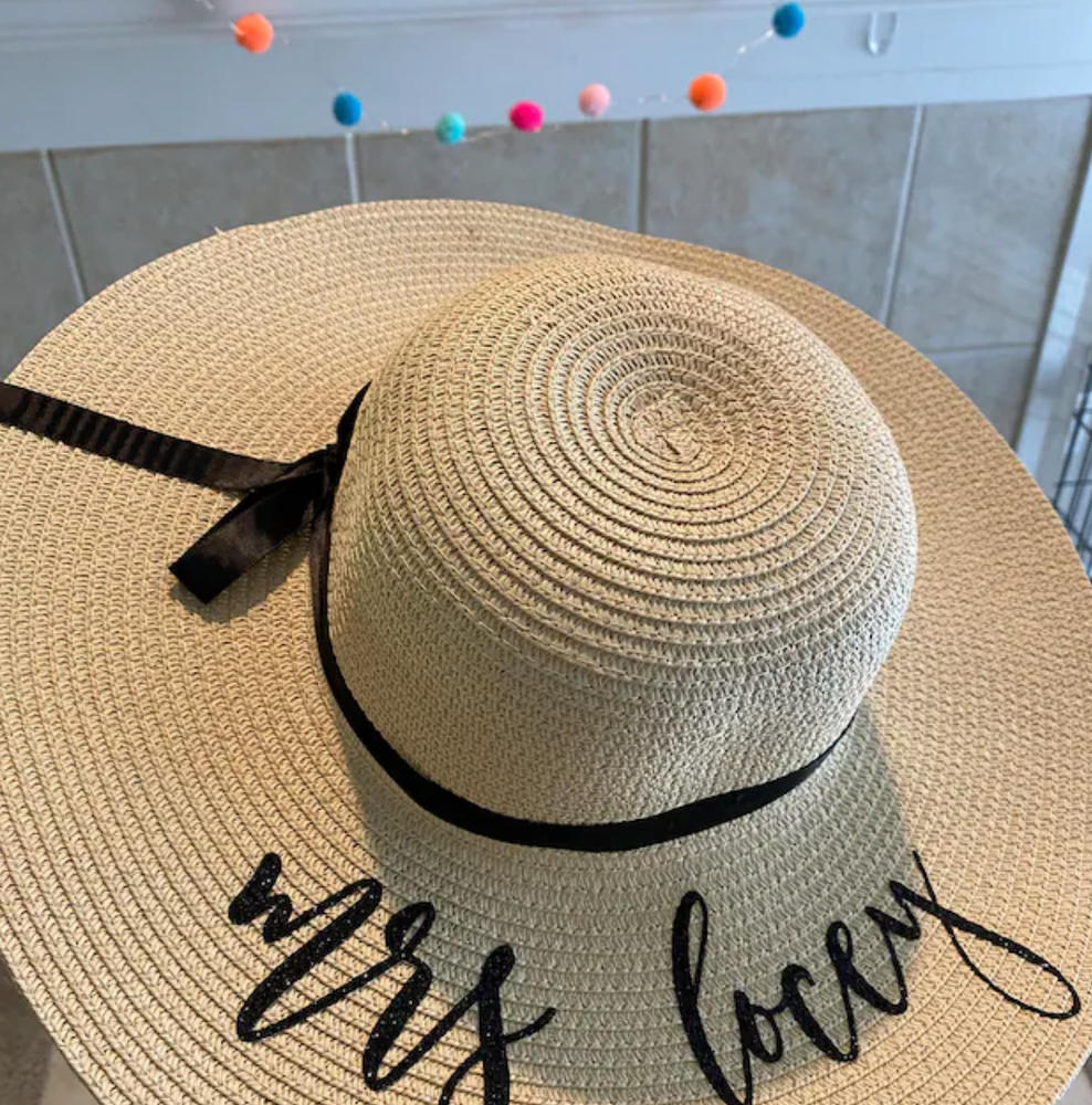 Personalized Mrs. Beach Hat / Floppy Hat - Natural - Customer Photo From Zara