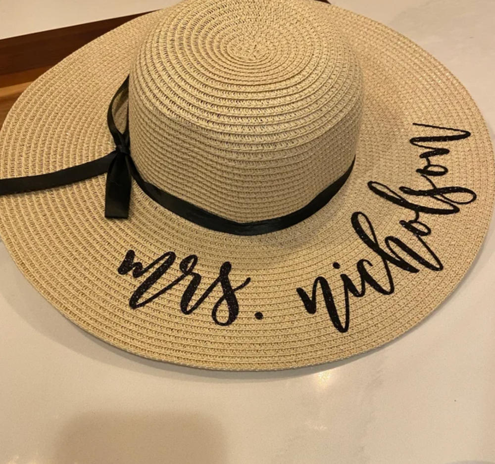 Personalized Mrs. Beach Hat / Floppy Hat - Natural - Customer Photo From Jackie