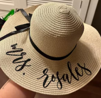 Personalized Mrs. Beach Hat / Floppy Hat - Natural - Customer Photo From Kristina