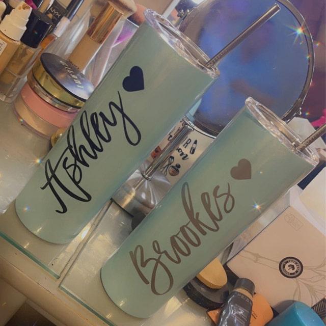 Personalized Glitter Skinny Tumbler with Straw - Customer Photo From Brookes