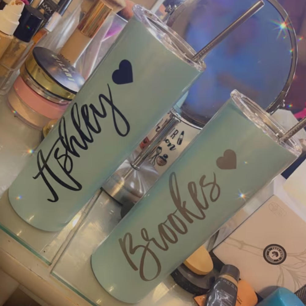 Personalized Glitter Stainless Steel Skinny Tumbler with Straw - Customer Photo From Brookes Martinez