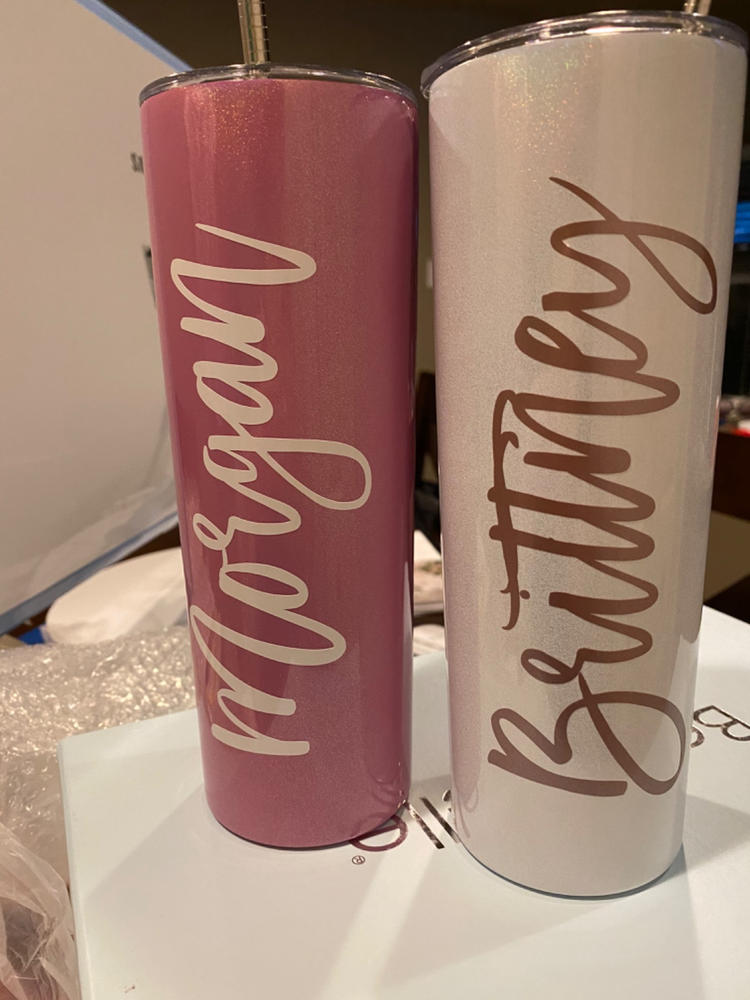 Personalized Glitter Skinny Tumbler with Straw - Customer Photo From Brittney Miller