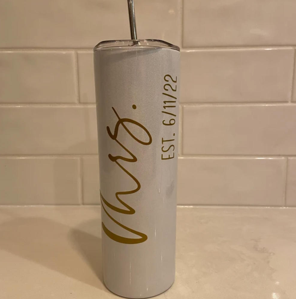 Personalized Glitter Skinny Tumbler with Straw - Customer Photo From Jackie