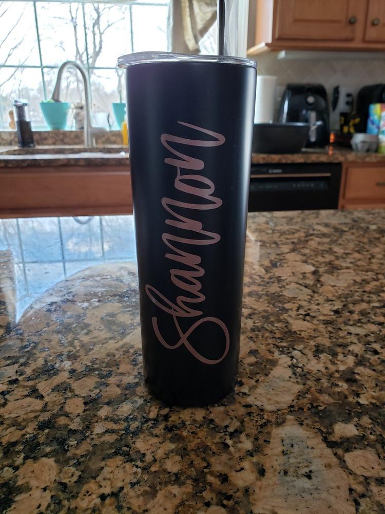Personalized Skinny Tumbler with Slide Lid & Stainless Straw - The White  Invite