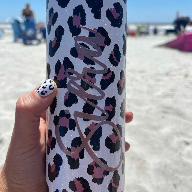 Personalized Skinny Tumbler with Lid and Straw - Customer Photo From Siera