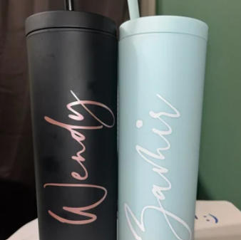 Personalized Acrylic Rubber Tumbler with Lid and Straw - Customer Photo From Mainu