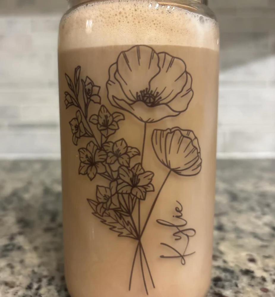 Personalized Birth Flower Iced Coffee Cup - Customer Photo From Izaura Spence